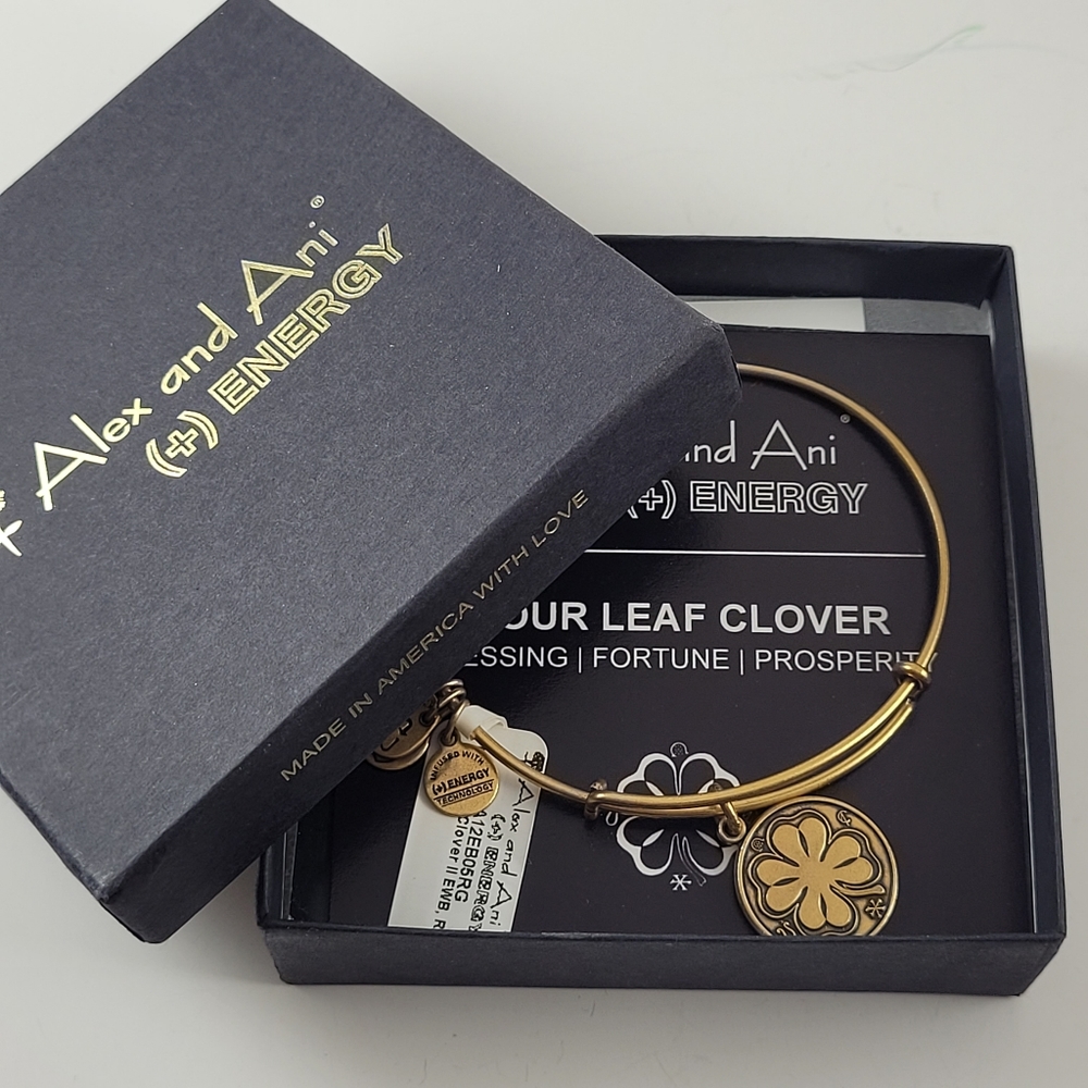 Alex and Ani Four Clover Charm Bangle Bracelet - Picture 2 of 5
